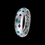 Size 7-925 Sterling Silver Scattered Shapes Ring, Turquoise & Lapis Lazuli, Abstract Design, Handmade Geometric Statement Jewelry, Handcrafted Birthstone Band