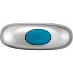 Size 8-925 Sterling Silver Large Oval Inset Band, Turquoise Resin, Handmade Oval Statement Ring, Geometric Pattern