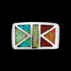 Geometric Ring, Multiple Stone Ring, 925 Sterling Silver, Rainbow Opal