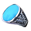 Size 12-925 Sterling Silver Oval Sleeping Beauty Turquoise Cabochon Ring, Southwestern Thunderbird Design, Statement Gemstone Band, Handmade Avian Birthstone Jewelry