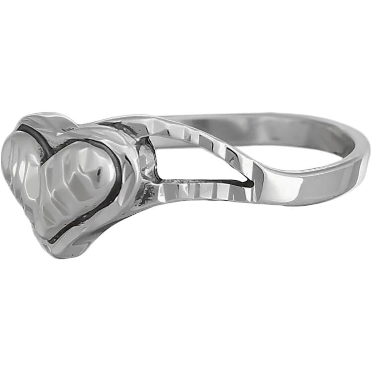 Sterling Silver Diamond Cut Happy Heart Ring