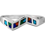 Size 7 - Large Mixed Stones Zig-Zag Ring