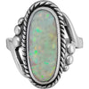 Size 7.5-925 Sterling Silver & White Opal Magnificent Oval Ring, Curved Braided Design, Handmade Opal Jewelry, Statement Birthstone Band