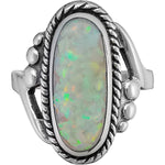 Size 7.5-925 Sterling Silver & White Opal Magnificent Oval Ring, Curved Braided Design, Handmade Opal Jewelry, Statement Birthstone Band