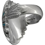 925 Sterling Silver Native American Chief Headdress Ring, Turquoise & Mother of Pearl Headdress Design, Statement Gemstone Band, Handmade Jewelry (9)