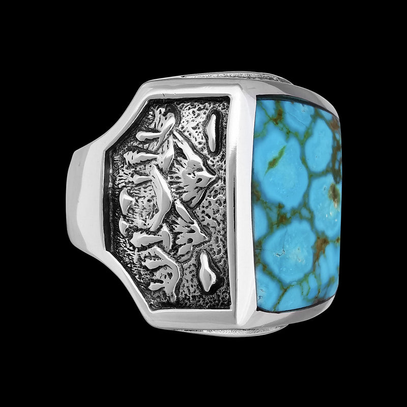 Mountain Ring • Kingman Turquoise • 925 Sterling Silver • Size 8 • Navajo Handmade