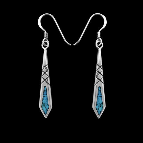 925 Sterling Silver Keystone Earrings, Turquoise Earrings, Southwestern Earrings