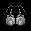 Sterling Silver Gray Wolf Dangle Earrings