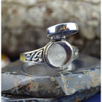 Celtic poison pillbox sterling silver ring