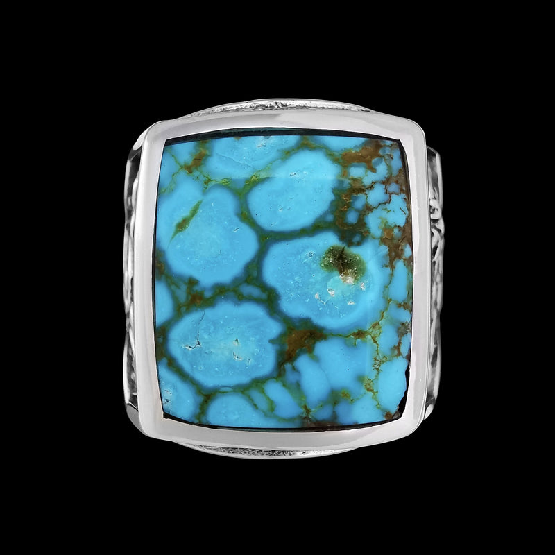 Mountain Ring • Kingman Turquoise • 925 Sterling Silver • Size 8 • Navajo Handmade