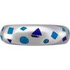 Size 7-925 Sterling Silver Scattered Shapes Ring, Turquoise & Lapis Lazuli, Abstract Design, Handmade Geometric Statement Jewelry, Handcrafted Birthstone Band