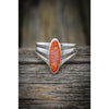 Size 7 - Sterling Silver and Orange Opal Three Prong Oval Ring