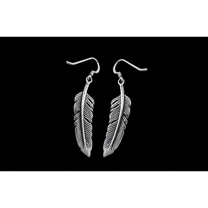 Eagle Feather Earrings • 925 Sterling Silver • Navajo Inspired • Bird Feather Jewelry