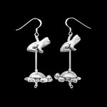Sterling Silver Native American Fetish Earrings with Turtle and Frog