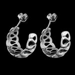 Sterling Silver Ribboned Half Hoop Stud Earrings