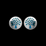 925 Sterling Silver Earrings, Family Tree Studs, Oak Post, Turquoise