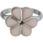 Size 5.5 - Vintage 925 Sterling Silver Rose Quartz Flower Ring, Simple Floral Design, Handmade Gemstone Jewelry, Statement Birthstone Band