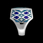 Woven Tribal Design Turquoise and Lapis Lazuli ring