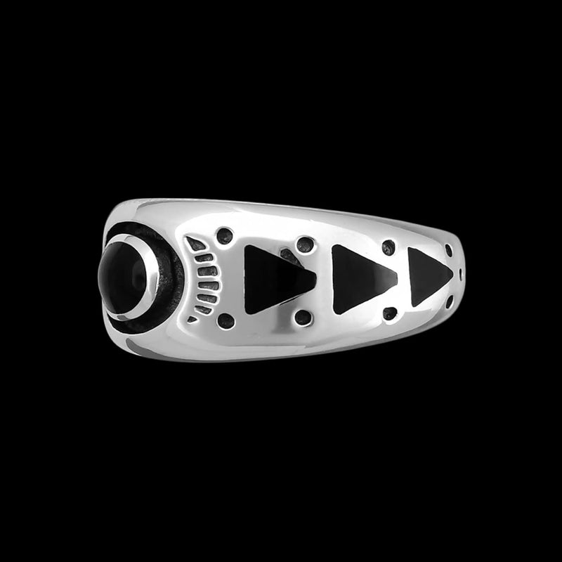 925 Sterling Silver Black Resin Ring, Southwestern Geometric Design, Handmade Oval Gemstone Band, Handcrafted Birthstone Jewelry