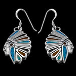 Sterling Silver Southwestern Headdress Dangle Earrings