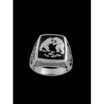 Fighting Bear Ring • 925 Sterling Silver • Mountain Scene