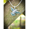 925 Sterling Silver Hummingbird Pendant with galaxy opal