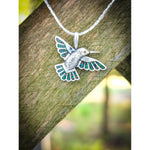 925 Sterling Silver Hummingbird Pendant with galaxy opal
