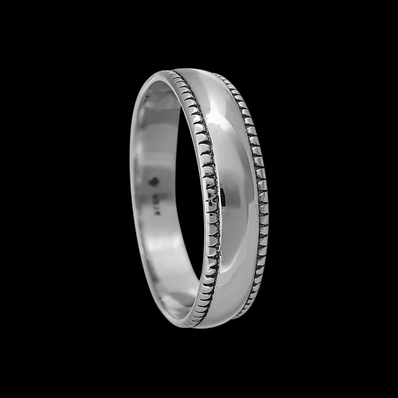 Sterling Silver High Polish Beaded Edge Band