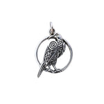 Sterling Silver Raven and Moon Pendant – Mystical Wiccan Charm
