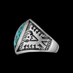 Kingman Turquoise Ring, Thunderbird Ring, 925 Sterling Silver Ring, Navajo Ring, Native American Handmade Jewelry, Turquoise Ring