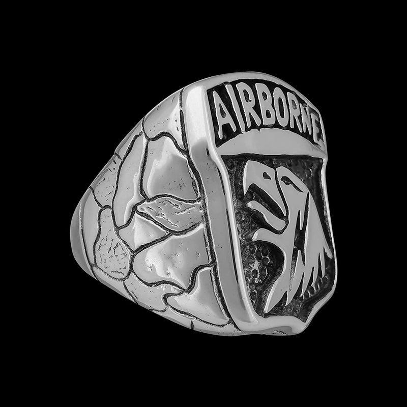 Airborne Ranger Ring, 925 Sterling Silver Ring, R54 Ring, Size 10 Ring, G&S Rings, Army Ring, Screaming Eagles, Old Abe