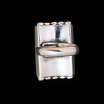 Size 7.5-925 Sterling Silver Turquoise Resin Rectangle Ring, Engraved Fan Design, Handmade Gemstone Jewelry, Statement Birthstone Band