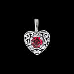 925 Sterling Silver Heart Pendant, June Birthstone, Garnet Engagement, Wedding, Rhodolite