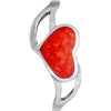 Size 8 - Red Coral Sterling Silver Happy Heart Ring