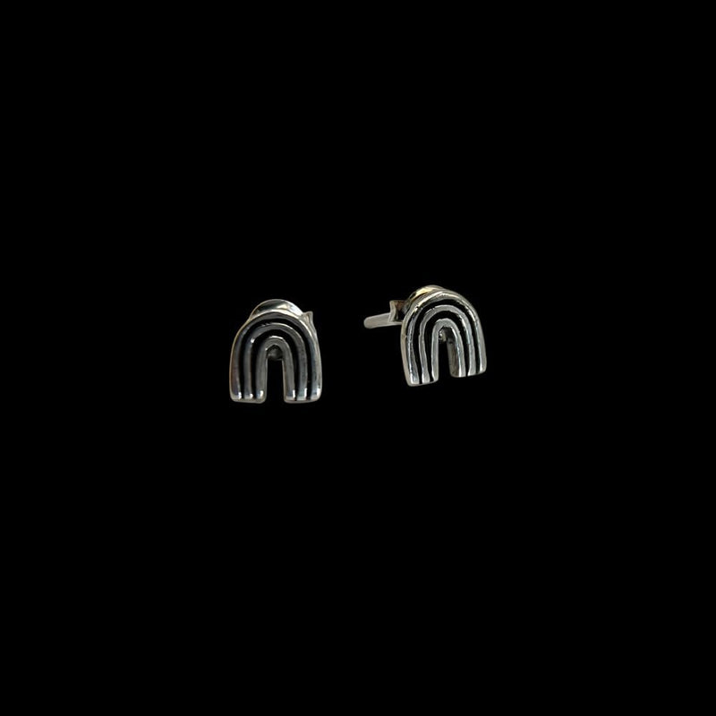 Sterling Silver Tiny Rainbow Stud Earrings