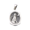 Sterling Silver Wolf Howling at the Moon Pendant – Oval Western Design