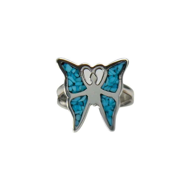 Vintage Turquoise Butterfly Ring - Sterling Silver, Size 6
