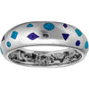 Size 7-925 Sterling Silver Scattered Shapes Ring, Turquoise & Lapis Lazuli, Abstract Design, Handmade Geometric Statement Jewelry, Handcrafted Birthstone Band