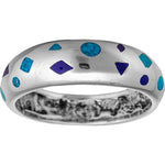 Size 7-925 Sterling Silver Scattered Shapes Ring, Turquoise & Lapis Lazuli, Abstract Design, Handmade Geometric Statement Jewelry, Handcrafted Birthstone Band