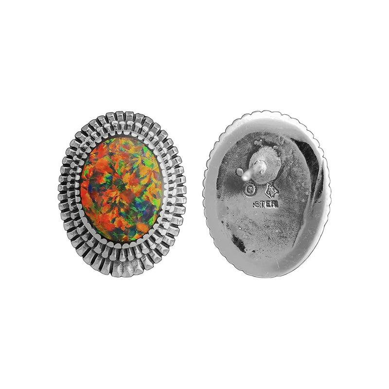 925 Sterling Silver Red Opal Earrings, Diamond Cut Earrings, Vintage Opal Earrings, Wedding Earrings