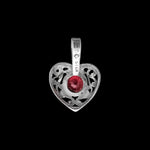 925 Sterling Silver Heart Pendant, June Birthstone, Garnet Engagement, Wedding, Rhodolite