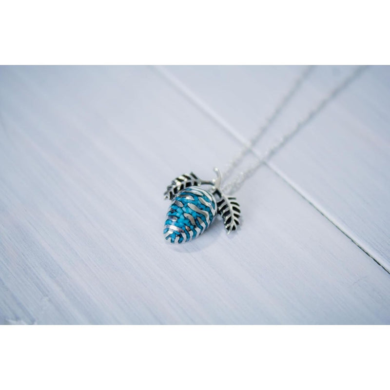 Turquoise Autumn Pine Cone Pendant