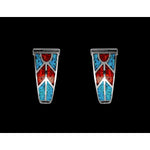 Sterling Silver Turquoise and Coral Woven Pattern Watch Tips