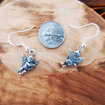 Sterling Silver Cupid/Angel Holding Flowers Dangle Earrings