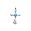 Sterling Silver Diamond-Cut Cross Pendant with Turquoise Cabochon