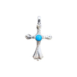 Sterling Silver Diamond-Cut Cross Pendant with Turquoise Cabochon