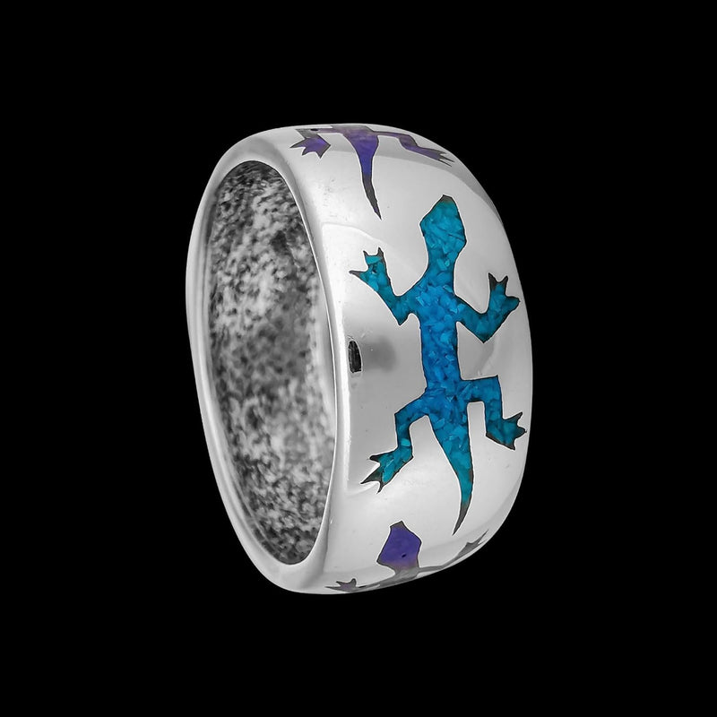 Size 11 - Turquoise and Lapis Lazuli Gecko Band