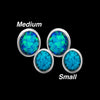 925 Sterling Silver Circle Earrings, Pink Opal Inlay, Bridal Studs, Wedding Posts