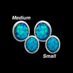 925 Sterling Silver Circle Earrings, Pink Opal Inlay, Bridal Studs, Wedding Posts