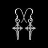 925 Sterling Silver Diamond Cut Cross Dangle Earrings, Overlapped Halo Design, Handmade Drop Earrings, Detailed Handcrafted Jewelry